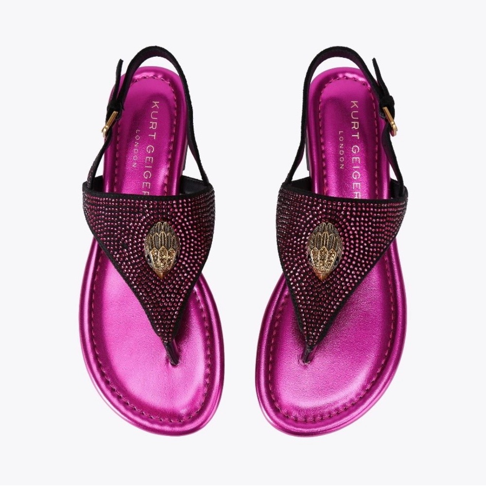 🏅 Kurt Geiger Fuchsia and Black Embellished Sandals *NEW IN BOX!!* 
SIZE 7.5